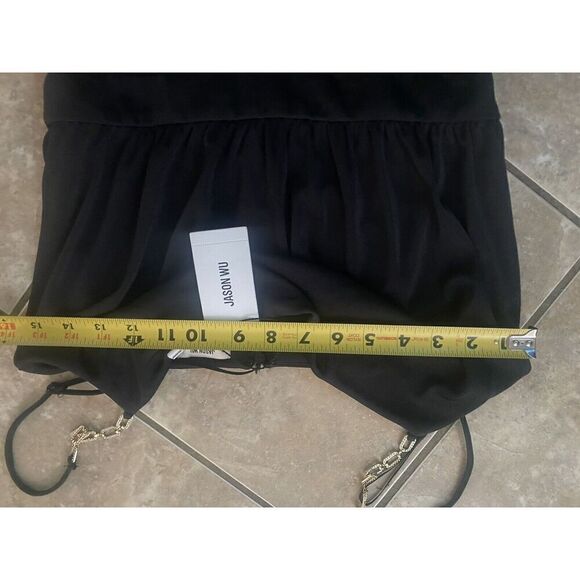 NWT $325 Jason Wu M Jersey Jumpsuit Chain Strap Black Edgy Modern Stretch - Picture 5 of 8